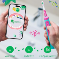 GUM Playbrush KIDS 3+, chytrý elektrický sonický zubní kartáček pro děti od 3 let s interaktivní aplikací pro hraní, ovládáním t